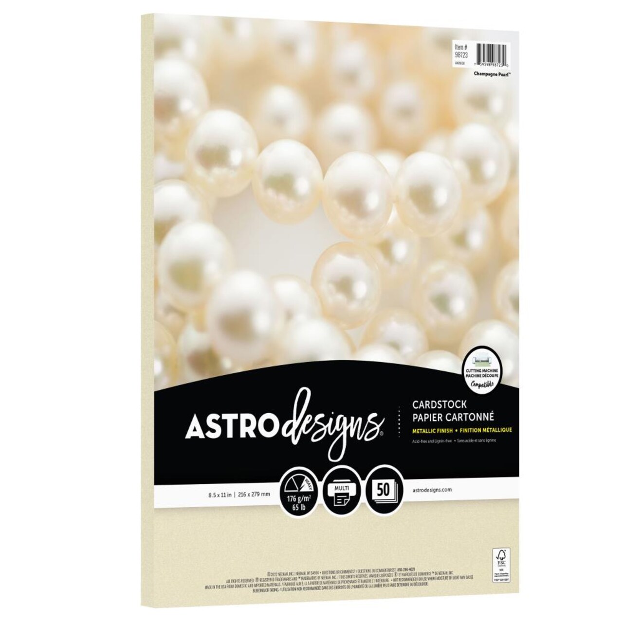 Neenah Astrodesigns 65lb Metallic Cardstock 8.5"x11" 50/pkg - Champagne Pearl